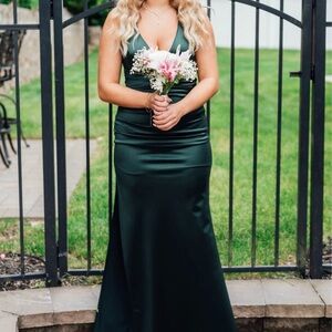 Windsor Emerald Satin Evening Gown